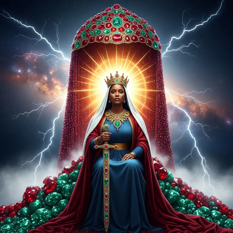 Divine African Queen: Empowering Presence on Gemstone Mountain