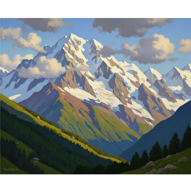 Impressionist Mountainscape Art - Claude Monet Style