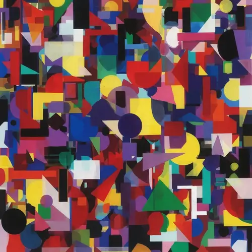 Vibrant Abstract Geometric Artwork with Chaotic Harmony