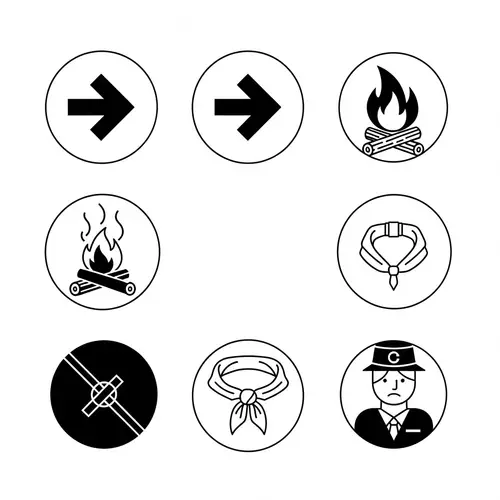 Minimalistic Round Icons for Children's Camp Website Menu