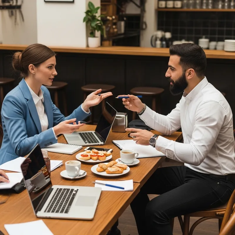 Meeting with Startup Founders in Spanish Cafe, Spain