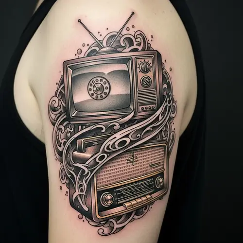 Unique Vintage Media Tattoo Design