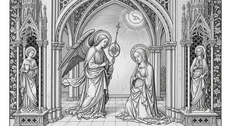 Gothic Archangel Gabriel Annunciation to Virgin Mary