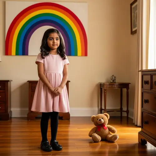 Adorable Little Girl in Black Pantyhose
