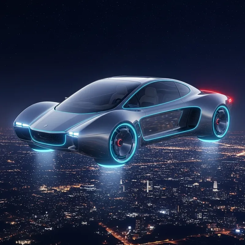 Futuristic Flying Car - Majestic Self-Piloted Vehicle