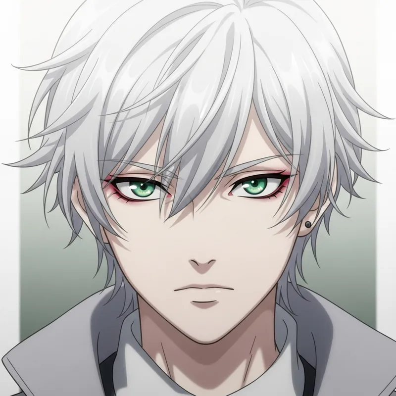 White Hair Green Red Eyes Character Portrait - Artistic Creation