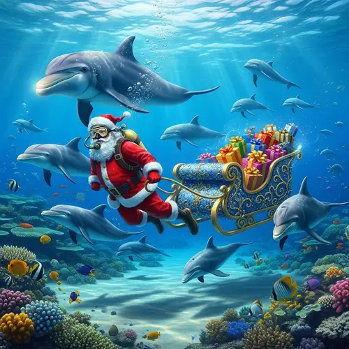 Santa Claus Underwater Delivery with Dolphins | Magical Holidays