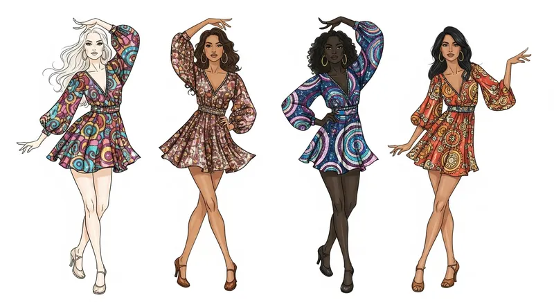 Dynamic 70s Fashion Sketches - Retro Glamour & Artistic Flair