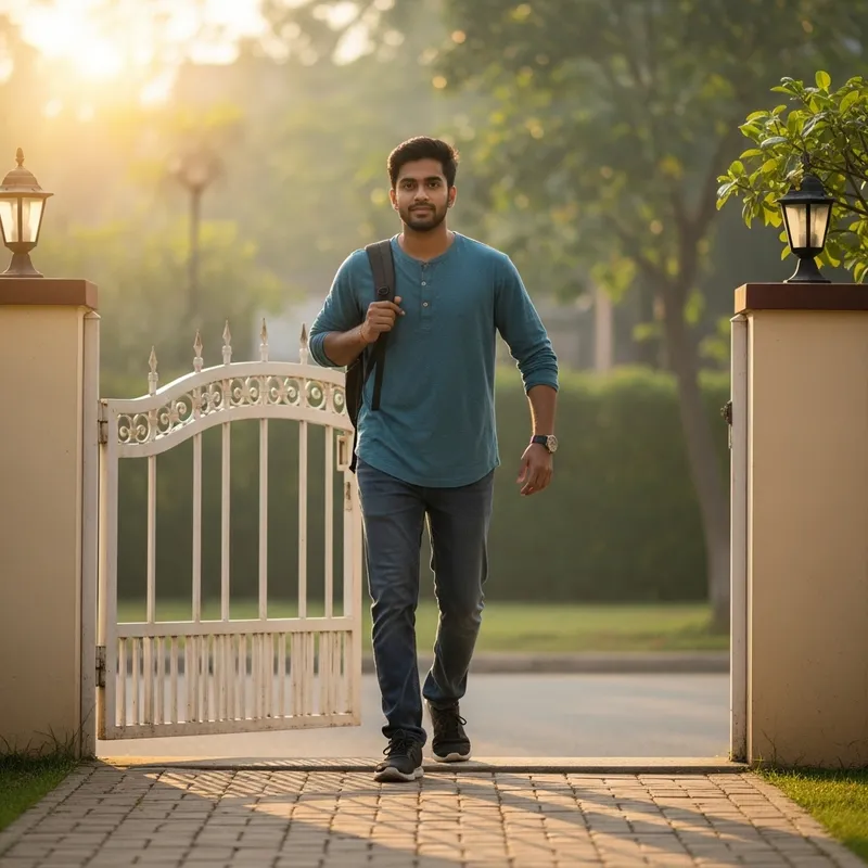 Young South Asian Student Going to Classes on Saturday