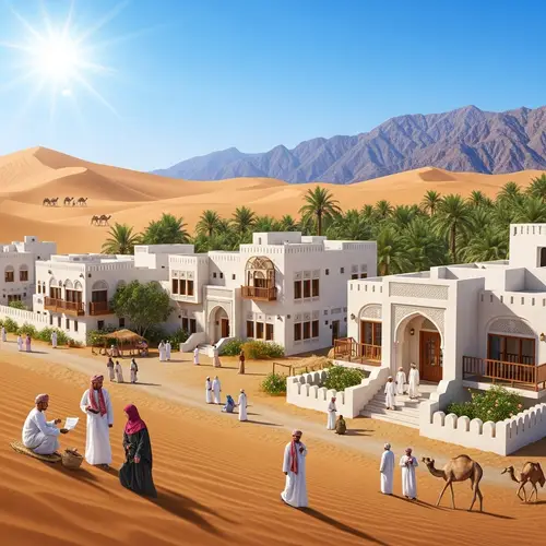 Panoramic Views of Oman: Sand Dunes, Architectural Marvels & Date Palm Groves
