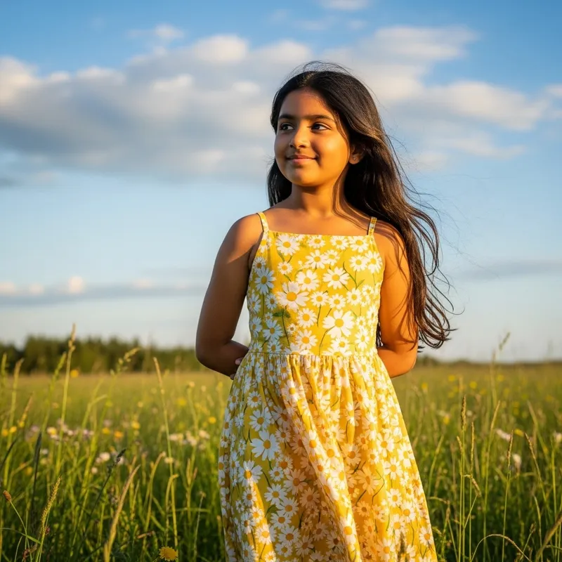 Fresh Spring Vibes: Young Girl in Colorful Meadow
