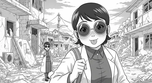 Urban Post-Apocalyptic Anime Girl Scientist Exploring | 90s Artstyle