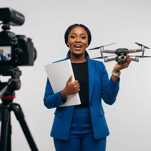 Confident Black Lady with Drone and File | Professional Tech Expert