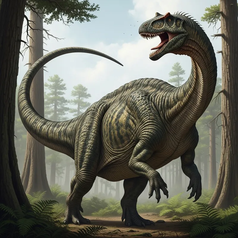 Mesozoic Dinosaur in Ancient Ferns & Forests Habitat