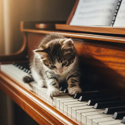 Fluffy Kitten Playing on Grand Piano | Musical Cat Exploration