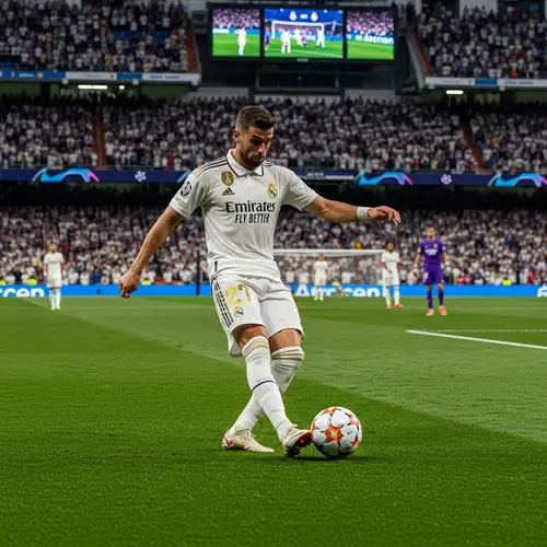Talented Soccer Player in Real Madrid Uniform | Stadium Scene