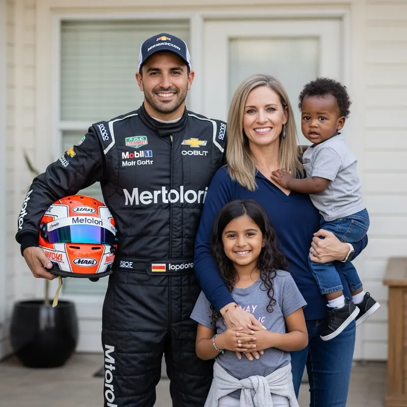 Diverse Family Portrait With Race Car Driver Father