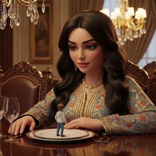 Colossal Arabian Woman Toy Figure - Giantess's Curious Meal