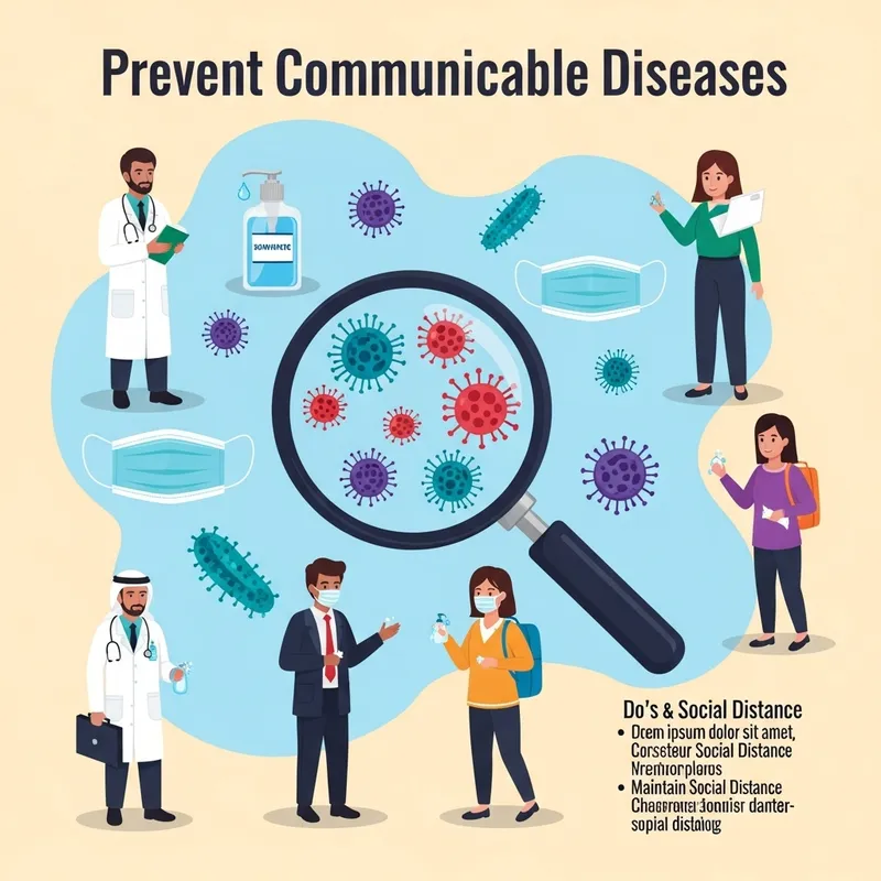 Preventing Communicable Diseases: Educational Poster with Diverse Figures