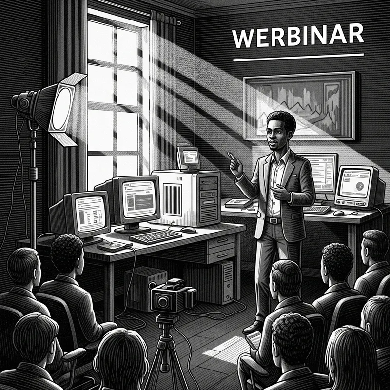 Vintage Retro Webinar Scene with Chiaroscuro Details