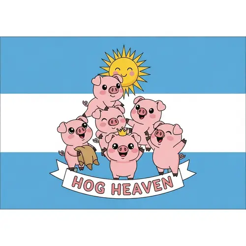Adorable Cartoon Style Pigs Country Flag Design
