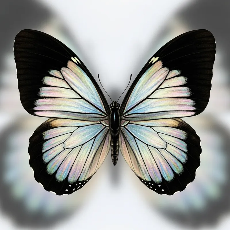 Pearl Iridescent Butterfly with Black Edges - Illustrated Pearl Iridescent Butterfly with Black Edges - Illustrated