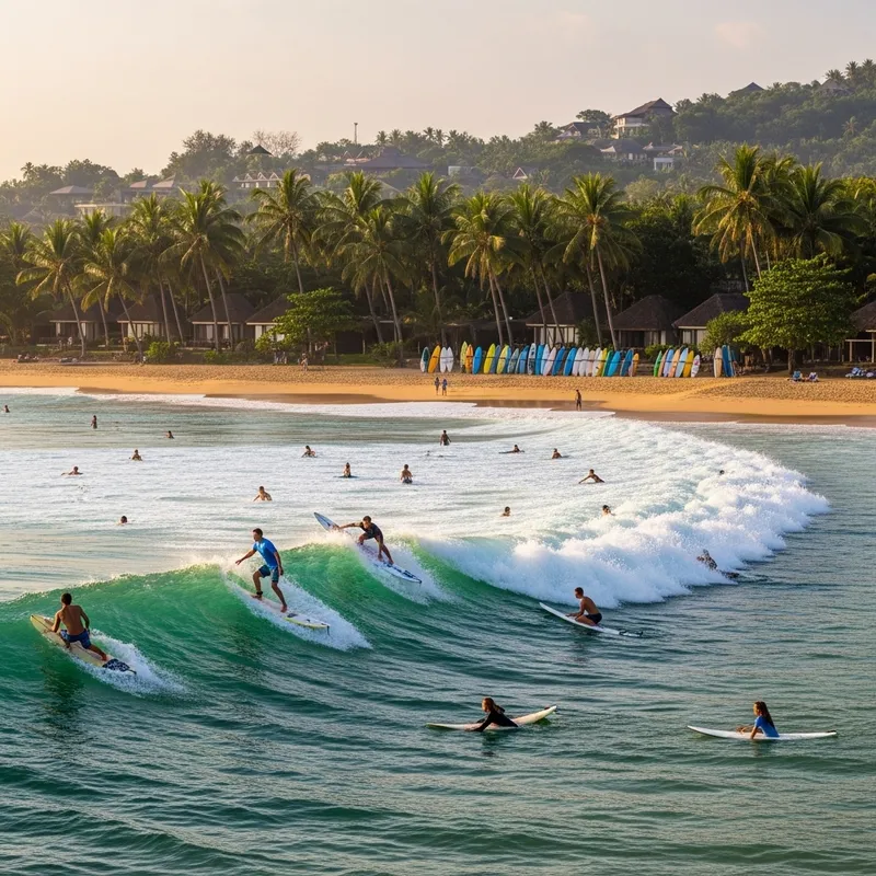 Surfers Paradise: Colorful Sky and Diverse Surfers