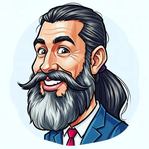 Man with Large Grey Beard and Ponytail