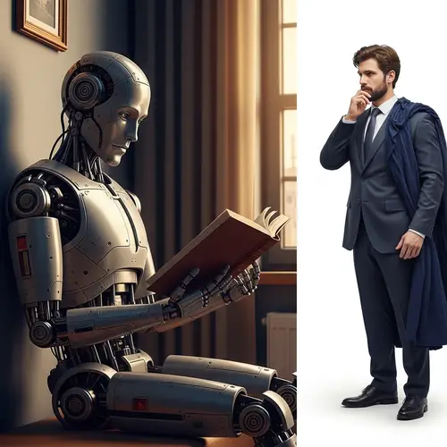 Detailed Metallic Robot Deep in Study | Cozy Room Scene