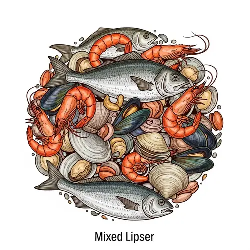 Colorful Mixed Seafood Circle Illustration | Artwork Showcase