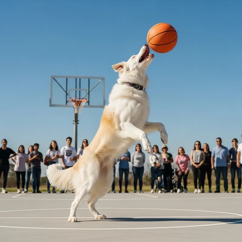 Adorable Border Collie Playing Basketball