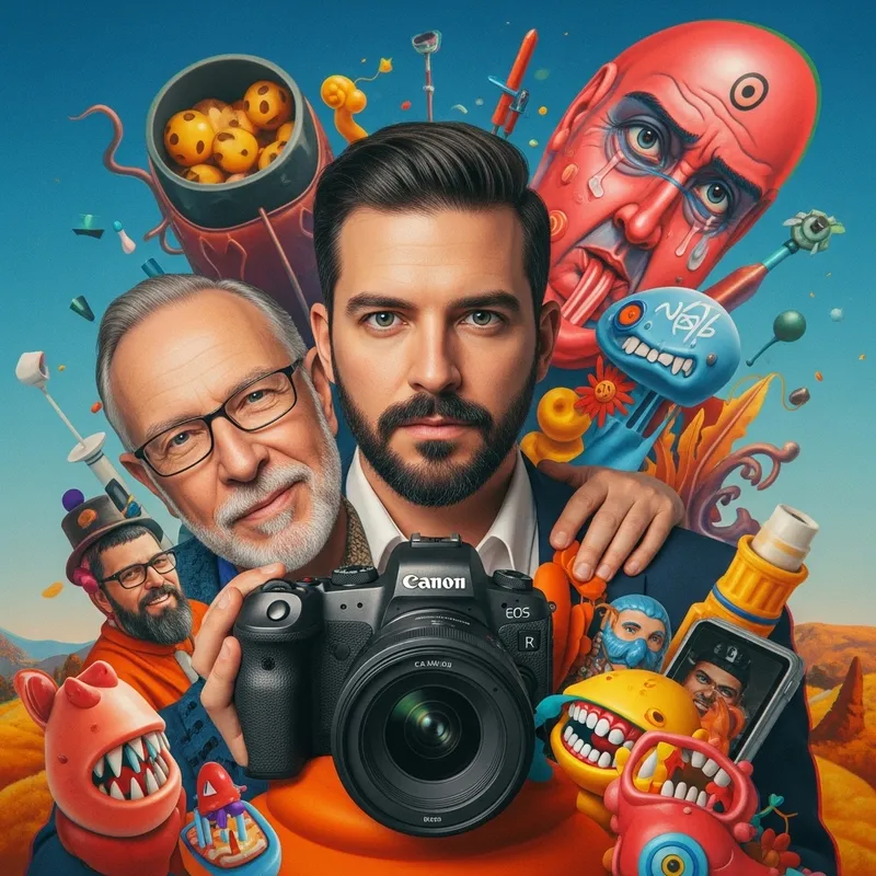 Vibrant Surrealist Artwork: Man's Emotional Struggle & Addictions Vibrant Surrealist Artwork: Man's Emotional Struggle & Addictions