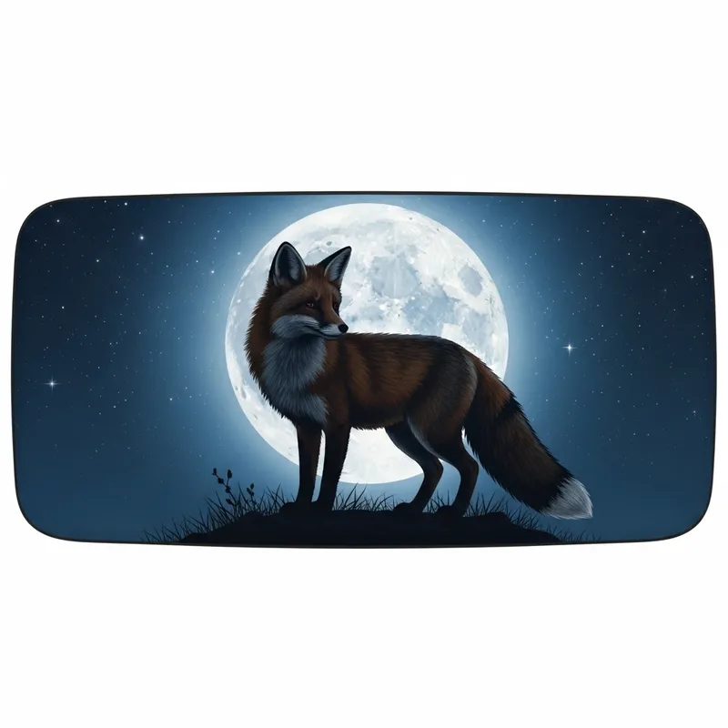 Fox Silhouette with Moon Glow - Night Sky Background Fox Silhouette with Moon Glow - Night Sky Background