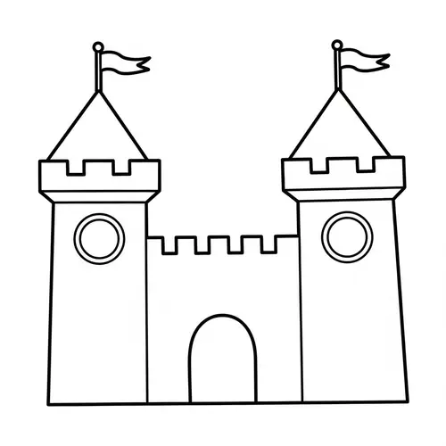 Simple Castle Coloring Page for Toddlers