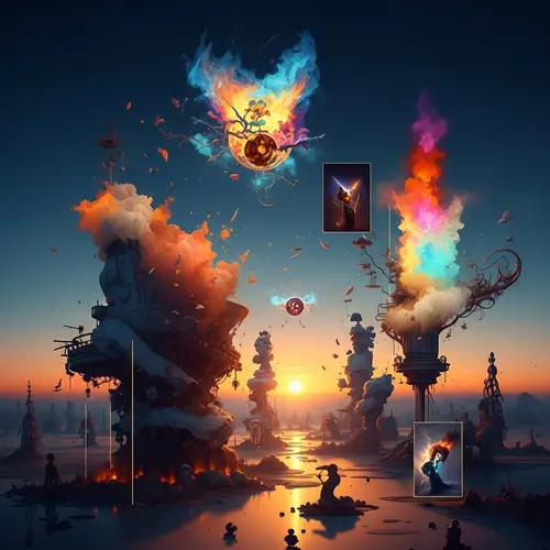 Abstract Composition of Transparent Images | Surrealist Art