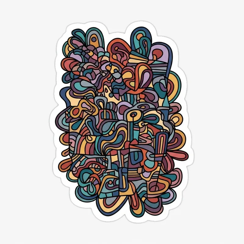 Abstract Sticker Design - Creative Shapes & Colors