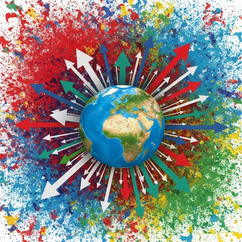 Global Unity and connectivity with Vibrant Globe and Arrows