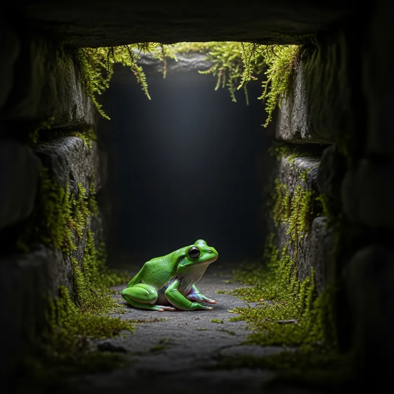 Enchanting Frog in Mysterious Pit | Natural Beauty