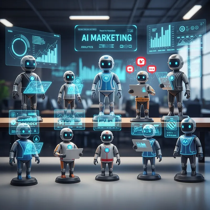 AI Marketing Figurines: Futuristic Data & Content Creators | Engaging AI Marketing Figurines