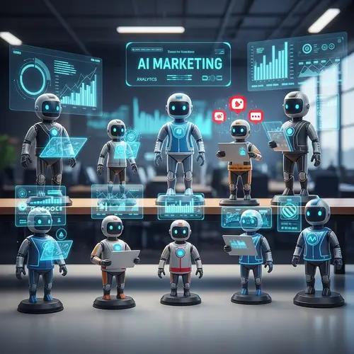AI Marketing Figurines: Futuristic Data & Content Creators