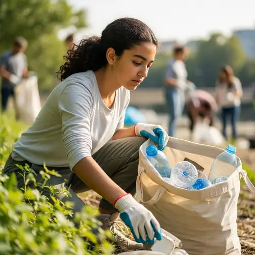 Middle Eastern Girl Environmental Volunteer Work