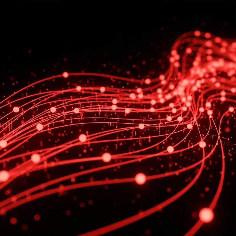 Captivating Red Digital Network | Data Flow & Connectedness