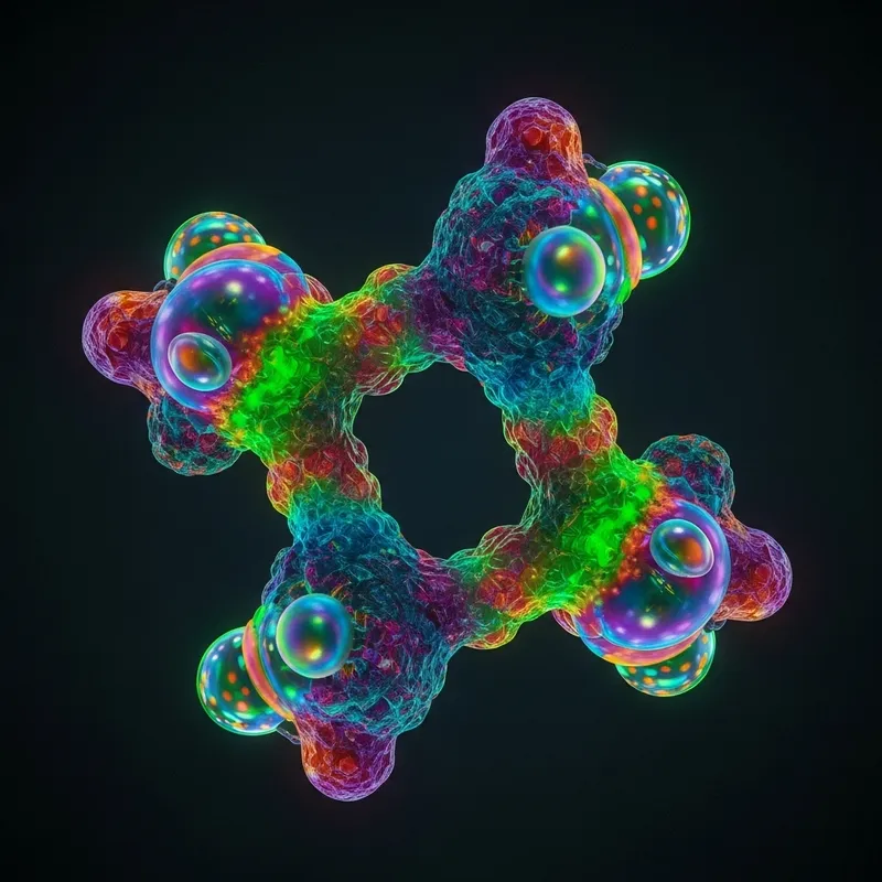 3D Swamp Molecule: Detailed Structure in Vivid Colors