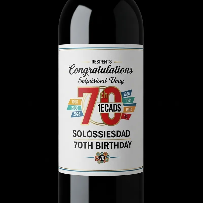 Create Elegant 70th Birthday Wine Label for Men with Beautiful Words
