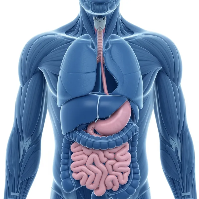 Transparent Anatomical Rendering of Male Torso Organs in Blue and Pink Transparent Anatomical Rendering of Male Torso Organs in Blue and Pink