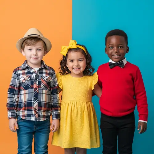 Fashionable Kids Standing Together | Bright Background