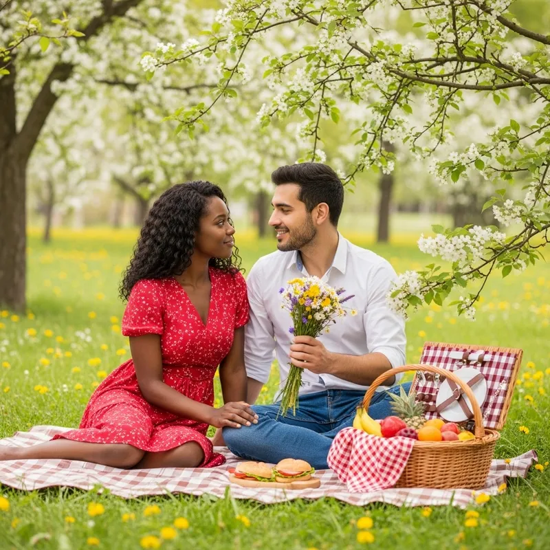Romantic Outdoor Scene: A Couple's Bliss