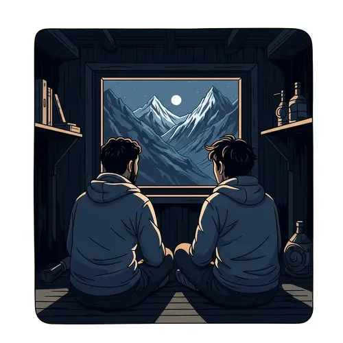 Moonlit Himalayan Hut with Diverse Couple | Serene Landscape