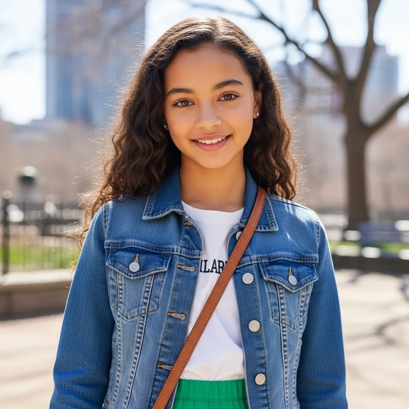 Make Me a Girl - Young Brunette Girl with Bright Smile and Spring Outfit