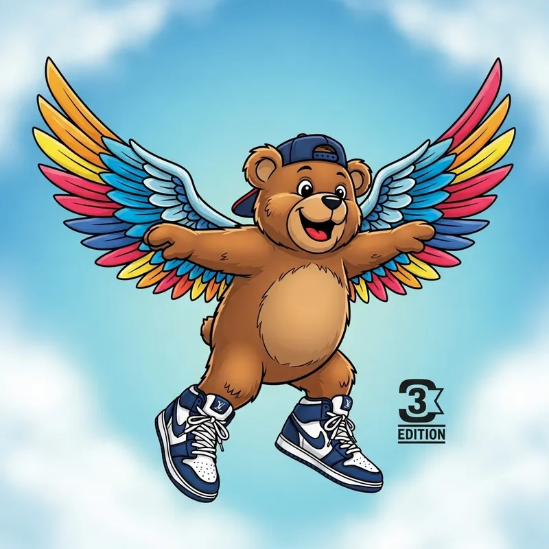 Cheerful Dancing Bear in Jordan 3 Sneakers